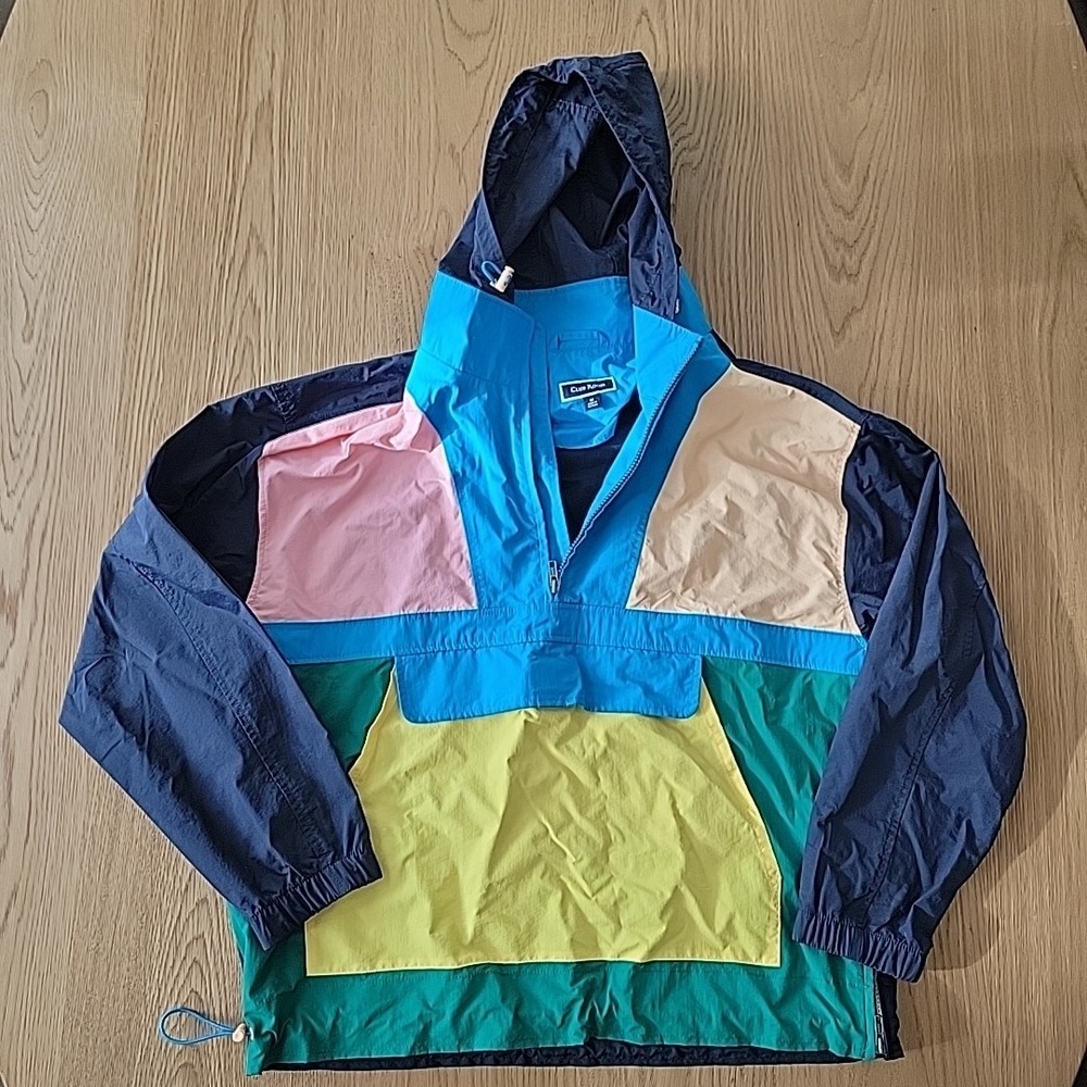 90s Club Room Color Block Quarter Zip Pullover Medium Soft Shell Windbreaker